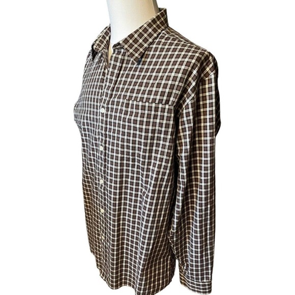 Eddie Bauer Classic Fit Wrinkle Resistant Brown Plaid Shirt Men's Size XL - Picture 3 of 10